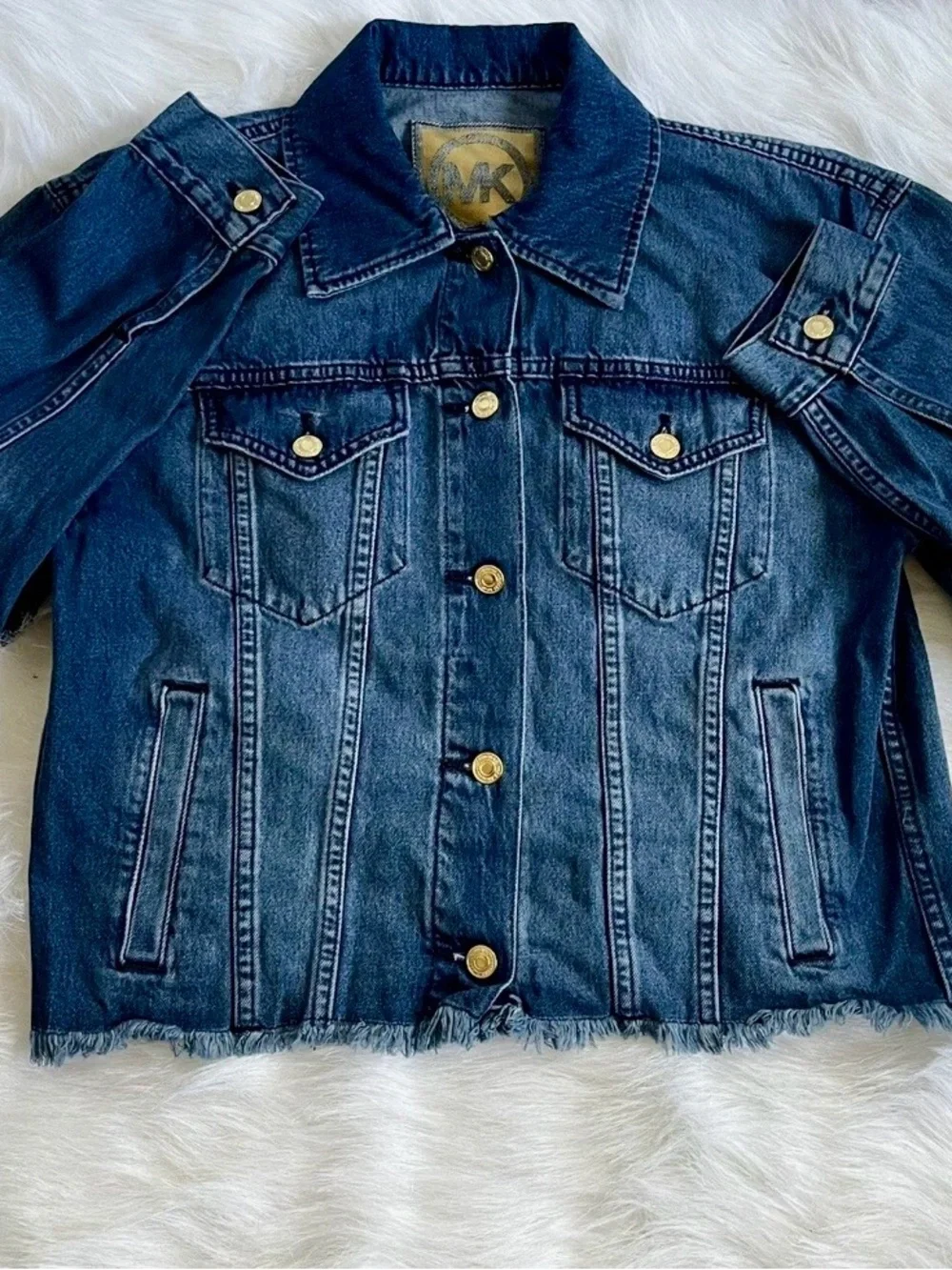 Michael Kors Blue Denim Jacket with Gold-Tone Buttons